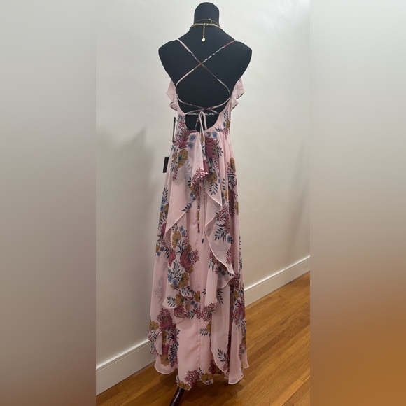 423. LULUS Roma Blush Floral Print Lace-Up Maxi Dress. NWT! - Picture 4 of 6